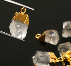 Pendentifs breloques en cristal d'améthyste naturelle brute plaquée or, pierres précieuses violettes brutes, pour la guérison, composants de bijoux DIY, collier bohème, boucles d'oreilles - Product Image 3
