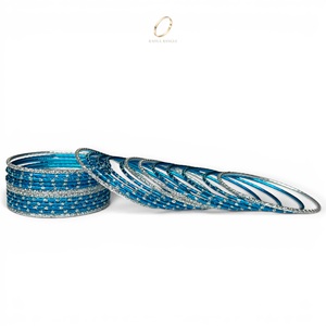 Juego de Brazaletes de Acero Inoxidable Azul para Niñas, de Alta Calidad y Gran Venta, para Fiestas, Joyería de Moda India, Fabricación al por Mayor - Product Image 4