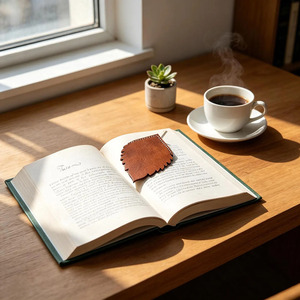 Handmade leather bookmark with maple leaf design perfect reading companion for <b>books</b> journals and <b>planners</b> for sale in low price - Product Image 4