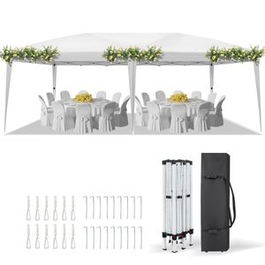 10x20 White Instant Pop-Up Canopy <b>Tent</b> with 28/22mm Powder Coated Steel <b>Frame</b> & 210D Oxford No Sidewalls Design - Product Image 2