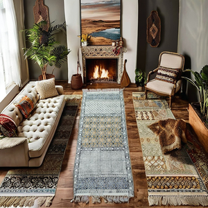 Tapis de prière musulman en coton en gros, imprimé à la main, style bohème, écologique, tapis de cuisine Dhurrie, intérieur, 100% coton, motifs uniques - Product Image 2