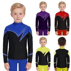 Trajes de patinaje artístico para niños de 6 a 16 años, camisetas para presentaciones y competencias, trajes rojos de baile latino lírico. - Product Image 1