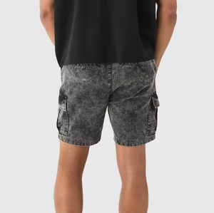 Shorts cargo en velours côtelé pour homme, couleur unie, taille mi-haute, élastique, respirant, style décontracté avec poches, shorts délavés à l'acide pour homme - Product Image 2