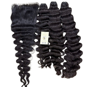 Extensiones de Cabello Humano Vietnamita Virgen de Alta Calidad HD, Ondulado, Doble Trama, con Cierre y Mechones - Product Image 1