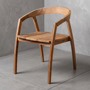 Fauteuils de jardin modernes en teck massif pour extérieur, dossier incurvé, assise à lattes, mobilier de patio pour hôtels, complexes hôteliers, villas, vente en gros - Product Image 1