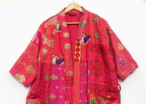 Bath <b>Robe</b> Cotton Indian Patchwork Handmade Kantha Stitch <b>Robe</b> Cotton Kimono Bath <b>Robe</b> <b>Swim</b> Wear Night Wear Free Size - Product Image 2