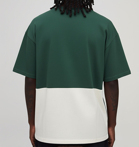 T-shirt da uomo Hot Selling in cotone 100% da 270 GSM, vestibilità ampia con spalle scese, stile streetwear, bicolore, pesante - Product Image 2