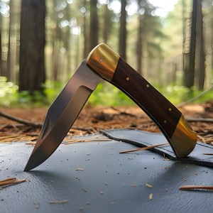 Couteau pliant de chasse et de camping de qualité supérieure en acier à haute teneur en carbone, manche en bois de rose, OEM ODM disponible, tranchant comme un rasoir, 8 pouces, 58-60HRC - Product Image 4