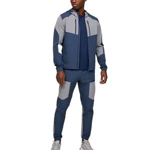 Nouvel ensemble coupe-vent décontracté à capuche personnalisé, veste et pantalon empilés en polyester zippé, deux pièces, pour hommes et femmes - Product Image 1