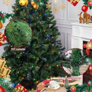 Sapin de Noël festif en PVC de 1,80 m avec 976 pointes de branches, 330 lumières LED et 11 fonctions pour une ambiance de Noël - Product Image 6
