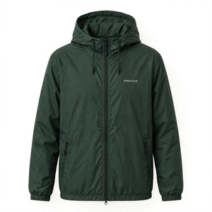 Veste matelassée à capuche pour homme, couleur personnalisée, coupe-vent, fermeture éclair, décontractée, couleur unie, coupe classique avec poches - Product Image 1