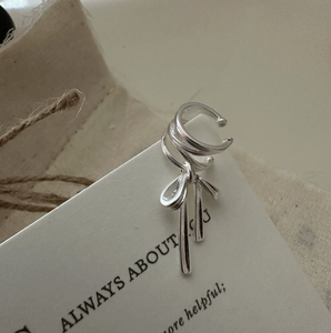 S925 Sterling Silver Korean Style Niche Design Bow suit Korean Style Fashionable INS Fashion <b>Ring</b> Ear <b>Clip</b> - Product Image 2