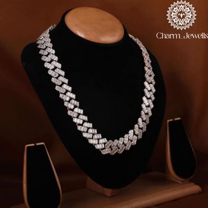 Charm_Jewells Men's/Unisex 14K Gold Plated Moissanite <b>Statement</b> <b>Necklace</b> Ball Cut Geometric Design Luxury Jewelry IGI Certified - Product Image 3