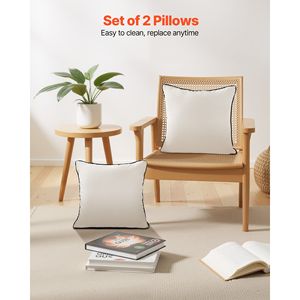Set di 2 cuscini decorativi quadrati bianchi da 45x45 cm, morbidi e resistenti, in fibra di poliestere, alternativa alla piuma, per camera da letto - Product Image 3