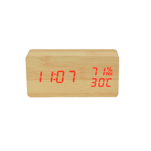 Reloj de Mesa LED de Bambú, Temperatura y Humedad, Reloj Despertador Digital Electrónico Silencioso, Reloj de Madera Multifuncional LED - Product Image 6