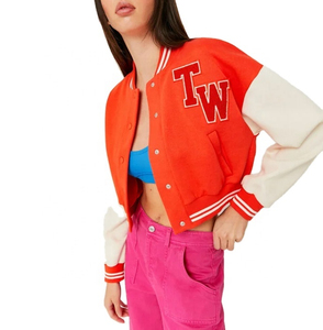 Chaqueta Varsity de Béisbol Vintage para Mujer, Estilo Urbano, con Logotipo Personalizado Bordado, Tejida, Acolchada, Transpirable, con Spandex - Product Image 2