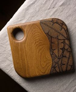 เขียงไม้มะม่วงทรงสี่เหลี่ยมทำด้วยมือมีลวดลายเรขาคณิตเขียงเสิร์ฟแบบชนบทถาดไม้ไม่เหมือนใครเครื่องครัว - Product Image 1