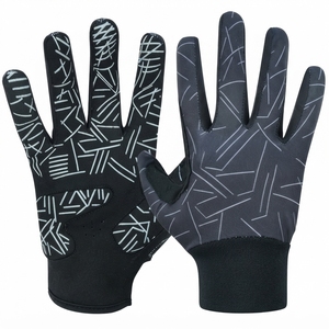 <b>Black</b> Blue Batting Gloves Ambidextrous Knit Fabric Breathable <b>Hook</b> And Loop Closure Unisex Adult Training - Product Image 5