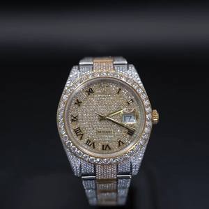 Montre de luxe Hip Hop à mouvement automatique en acier inoxydable sertie de moissanite pour hommes avec boîte - Product Image 1