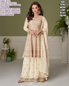 Tenue de mariage traditionnelle Bandhani marron en georgette, kurta/kurti longue jusqu'au sol - Product Image 3