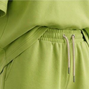 Women's 2 Piece <b>Knitted</b> <b>Set</b> Green Short Sleeve T Shirt and Above Knee Shorts Casual Loose Fit Crew Neck Foil Print Spring Summer - Product Image 6