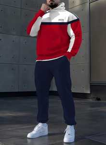 ONETEN APPARELS Conjunto Deportivo 2 en 1 con Capucha para Hombre, Color Negro y Blanco Sólido, Pantalones Deportivos Largos 100% Algodón - Product Image 5