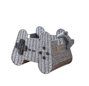 Panier de rangement unique en jonc de mer tressé à la main en forme de manette de jeu, organiseur créatif pour salle de jeux vidéo - Product Image 2