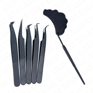 Matte Black Volume Eyelash Extension Tweezers Set Boot Tip with Scissors Cloud Mirror Handle Professional Lash <b>Tool</b> Kit - Product Image 6