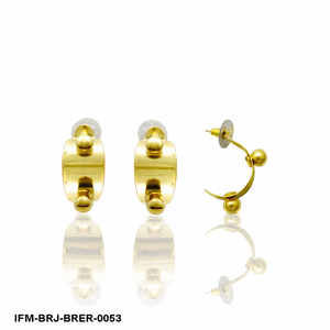 Pendientes de Gancho de Latón Chapado en Oro Hechos a Mano con Detalles de Bola Pulida, Postes de Acero Quirúrgico, Forma Semicircular para Uso Diario - Product Image 1