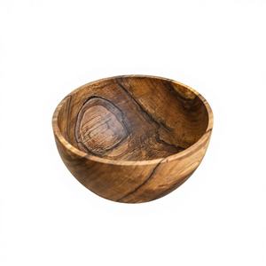 <b>Vintage</b> Style Acacia Wood Salad Serving Bowls Decorative Natural Finish Handmade & Eco-Friendly for Party Picnic & Camping Use - Product Image 1