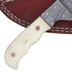 Custom Handmade Damascus Steel Skinner Knikfe Hunting <b>Knife</b> With Camel <b>Bone</b> <b>Handle</b> & With Leather Sheath - Product Image 3
