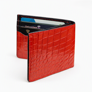 Luxali Handmade Fashion Luxury Bifold <b>Wallet</b> with Red Alligator Leather Interior for Men - Product Image 1