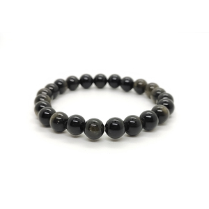 Natural Black Obsidian 8mm Round Gemstone <b>Stretch</b> <b>Bracelet</b> Crystal Beaded <b>Bracelet</b> Wholesale Supply - Product Image 2