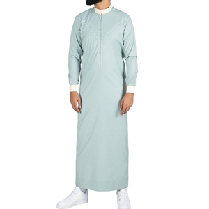 Wholesale Pastel Mint Green Men Thobe Summer Style Saudi Jubba <b>Long</b> Sleeve Islamic <b>Dress</b> Arabic Kandura Robe Dishdasha <b>For</b> Men - Product Image 1