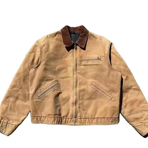 Blouson Bomber Vintage en Toile Unie pour Homme, Fermeture Éclair sur le Devant, Service OEM avec Logo Personnalisé - Product Image 1