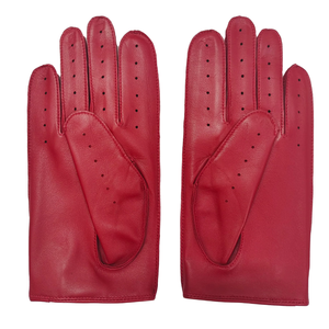 Gants en cuir de mouton véritable, confortables, doux et respirants, pour la conduite et la course - Couleur rouge, hiver, extérieur - Vente flash - Product Image 3