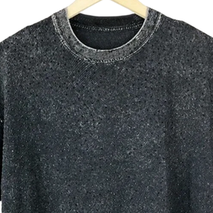 T-shirt unisexe noir délavé à pois en strass, coupe oversize, mode de luxe, orné de cristaux, qualité supérieure, logo personnalisé, OEM ODM en gros - Product Image 2