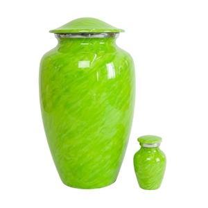 Urne funéraire combinée en marbre orange coucher de soleil de qualité supérieure – Grand récipient décoratif en laiton massif et petite urne à cendres avec couvercle fileté - Product Image 3