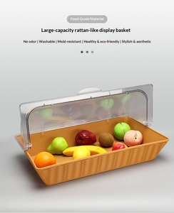Plateau rectangulaire de style japonais pour pâtisserie, plateau en bois pour gâteaux, assiette à dîner, plateau à pain, plateau de présentation avec couvercle - Product Image 3