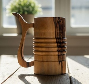 Taza de Madera Premium Hecha a Mano, Taza de Café de Madera Maciza con Acabado Natural, Diseño Rústico, Ecológica, para Uso en el Hogar o Cafetería - Product Image 2