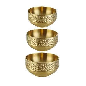 ชามสแตนเลสสีทองงาช้างสำหรับสลัด ซุป ผลไม้ ชามทำมือ - Product Image 1