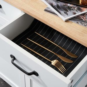 Carrello da Cucina con Due Ante e Un Cassetto in MDF e Legno di Gomma, 99,5*40*85,5cm, Verniciatura Bianca a Spruzzo - Product Image 5