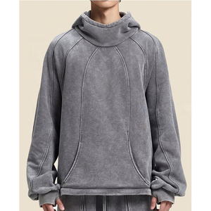 Sudadera con Capucha Personalizada de Felpa Francesa Gruesa, 100% Algodón, Secado Rápido, Estilo Urbano, Lavado Ácido, para Hombre - Product Image 1
