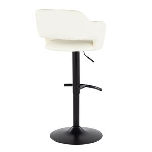 Margarite Contemporary 2-Pack <b>Adjustable</b> Barstool with Swivel Black Metal Cream Faux Leather Rounded T <b>Footrest</b> Set - Product Image 4