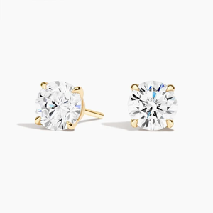 Yellow Gold Diamond <b>Stud</b> <b>Earrings</b> Round Brilliant Cut Lab grown G Color Women's Classic Everyday Wear - Product Image 4