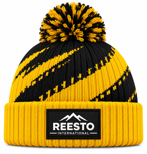 Bonnets d'hiver chauds de haute qualité, couleur unie, tricot épais, bonnets personnalisés avec rayures contrastées pour hommes et femmes - Product Image 1
