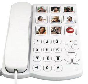 New Big nút điện thoại, hình ảnh bộ nhớ điện thoại có dây với SOS Vòng đeo tay mặt dây chuyền cho người cao niên quay số điện thoại cố định - Product Image 2