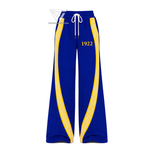 Pantalones Deportivos Anchos para Mujer con Paneles Laterales Curvos y Rayas Tejidas, Ropa de la Hermandad Griega Sigma Gamma Rho 1922, Venta al Por Mayor - Product Image 1