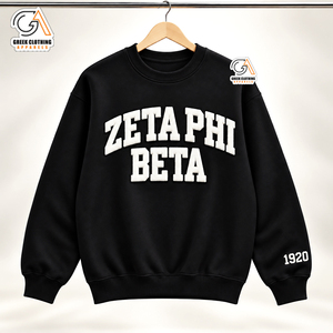 Zeta Phi Beta Crewneck Sweatshirt <b>Women</b> Casual Drop Shoulder Embroidered Letter Pullover 100% Cotton Eco-Friendly <b>Black</b> Long - Product Image 1