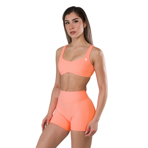 Sujetador deportivo sin costuras para mujer con tiras y espalda abierta, para yoga y fitness, elástico, ligero, color coral neón - Product Image 1